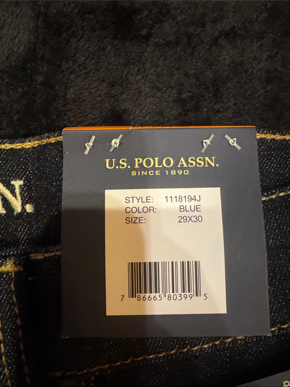 U.S. Polo Assn. Dark Indigo Jeans with Gold Stitching - Picture 3 of 8